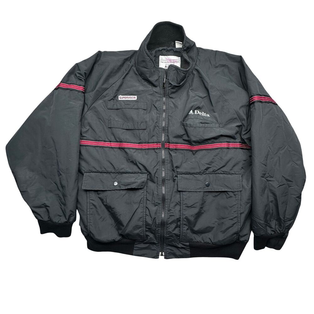 Vintage The Delta Collection Cintas Reflective Striped Bomber Jacket Mens XL